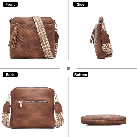 Elegant Quilted Crossbody Bag for Women - Soft Vegan Leather, Adjustable Strap - Picture 5 of 6